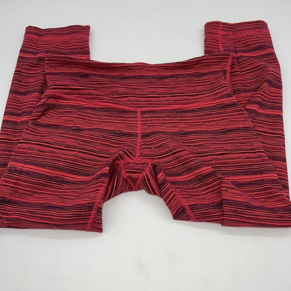 Lululemon Wunder Under Crop Leggings In Pink Stripe Sz 6